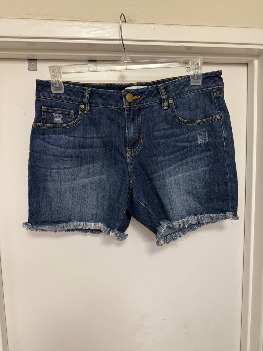CAbi Beach Club Wash Raw Hem Tomboy Denim Shorts - size 10